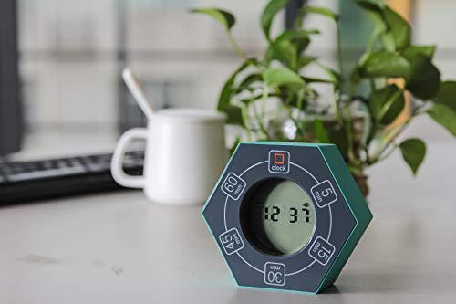 Home & Office Timer with Clock, 5,15, 30, 45, 60 Minute Preset Countdown Timer, Easy-to-Use Time Management Tool (Cyan) - color: Cyan