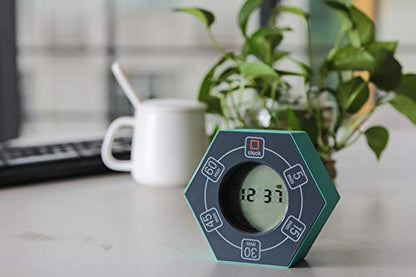 Home & Office Timer with Clock, 5,15, 30, 45, 60 Minute Preset Countdown Timer, Easy-to-Use Time Management Tool (Cyan) - color: Cyan