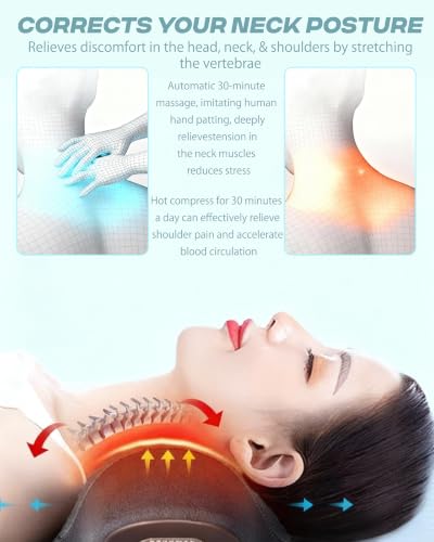 Massager Neck Pillow with Heat Vibration Pain Relief Tissue， Hump Corrector