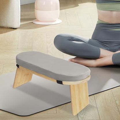 Bamboo Meditation Bench Stool – Foldable Yoga Seat with Cushion & Bag