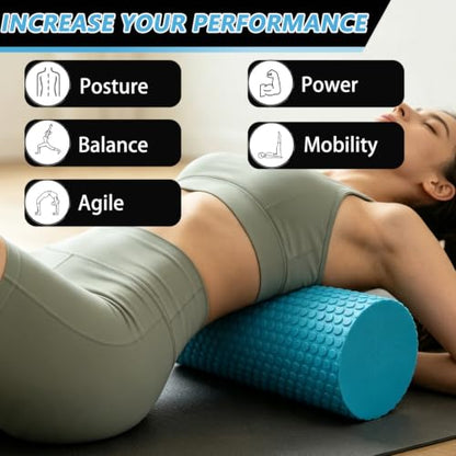 Foam Roller for Exercise, Pilates, Back Physical Therapy, 18" X 6" Round - color: Light Blue