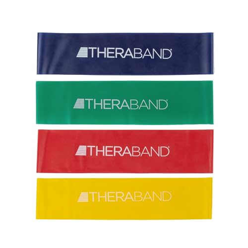 THERABAND Resistance Band Loop Set, 12", Exercise, Workout, Therapy | Resistance band for exercise, physical therapy and stretching, with progressive color-coded levels - color: Yellow/Red/Green/Blue, size: 12 inch