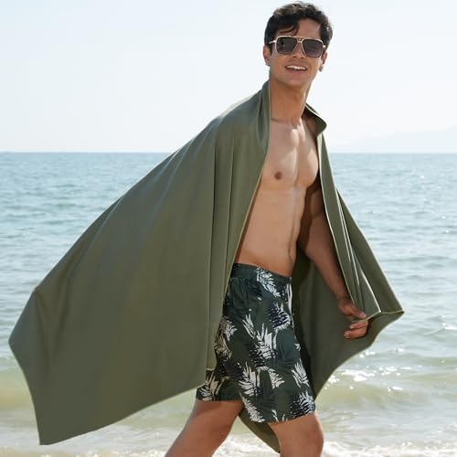 Rainleaf Microfiber Towel Quick Dry Camping & Travel & Gym Towel. Compact - color: Army Green, size: 60.00" x 30.00"