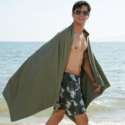 Rainleaf Microfiber Towel Quick Dry Camping & Travel & Gym Towel. Compact - color: Army Green, size: 60.00" x 30.00"