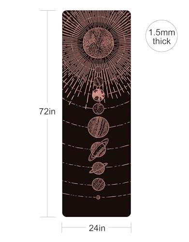 nuveti Printed Travel Yoga Mat 1/16 Inch Thick Non Slip Fitness Workout Mat | with Carrying Bag, Foldable Lightweight Suede & Natural Rubber Yoga Mat for Yoga Pilates and Fitness 72" L x 24" W x 1.5mm - color: TaiYangXiXingXing