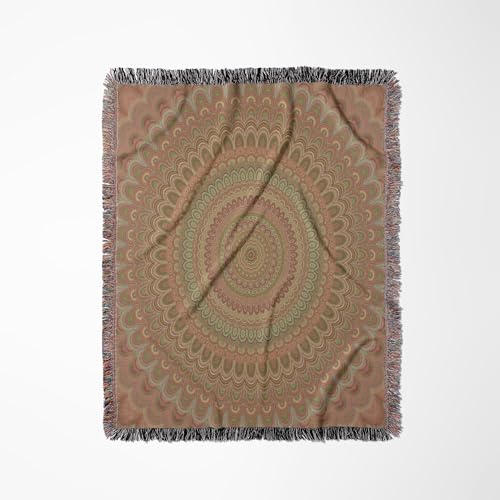 3dRose Boho Floral Circle Mandala - Abstract Design Woven Blanket