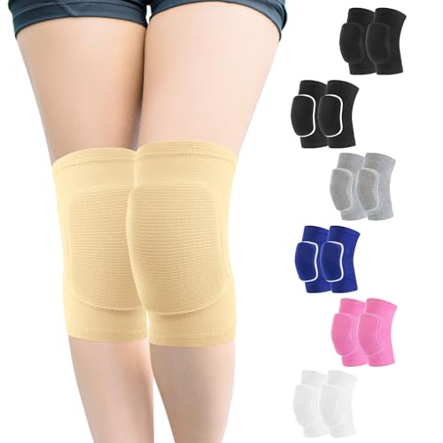 HISFFOG Volleyball Knee Pads for Women, Men, Youth, Girls, Kids, Knee brace for Volleyball Basketball Football Dance Yoga Tennis Running Cycling Workout Climbing Wrestling - color: Skin, size: Small