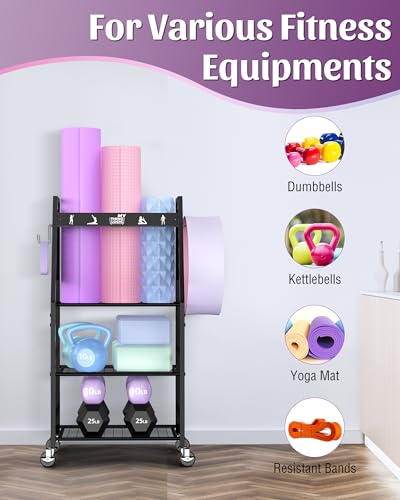 Mythinglogic Home Gym Rack for Dumbbells, Yoga Mats and Workout Equipment - color: New Black