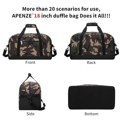 Apenze Small Gym Bag 18 inch Carry On Duffel Bag for Weekender Travel - Camouflage - color: Camouflage, size: 18inch