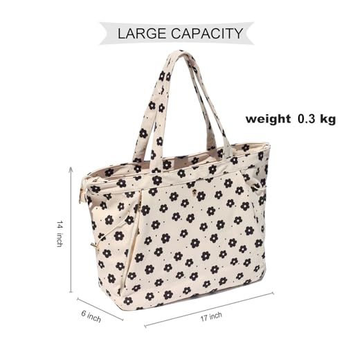ESVAN Corduroy Yoga Tote Bag Gifts for Women Drawstring Yoga Mat Bag for Office Workout Travel Carryall Pilates Gym - color: Black Flower