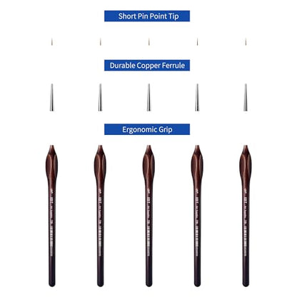 XDT#729 Artist Micro Detail Paint Brush, Small Detail Painting Brushes 5 Piece #00000 Set，Acrylic Watercolor Oil, Fine Detailing Painting, Art, Scale Models - size: 5Pc Pack #5/0