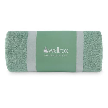 Wellrox Microfiber Yoga Mat Towel with Grip – Ultra Absorbent, Super Soft, and Quick Dry Hot Yoga Towel Non Slip for Pilates, Bikram, and Fitness Workouts (74” x 26”, Green) - color: Green