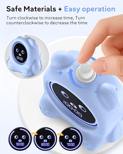 199 Min Visual Timer for Kids, 2 Min teenth Brushing, Cute Bear Deign-Blue | Adjustable Sound Alert, Productivity Timers for ADHD, Silent Operation, Desk Time Management Tool for Toddler - color: Blue