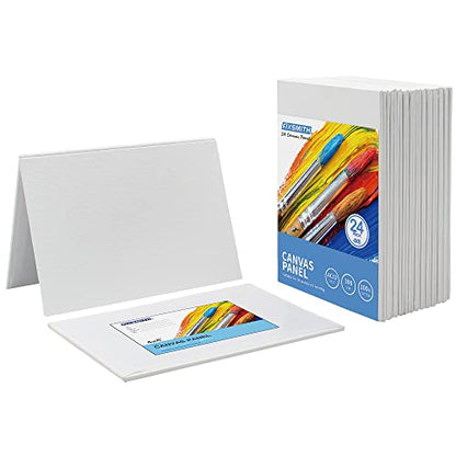 FIXSMITH Canvas Boards for Painting 4x6 Inch, Super Value 24 Pack Mini Canvases, White Blank Canvas Panels, 100% Cotton Primed, Painting Art Supplies - size: 4"×6"