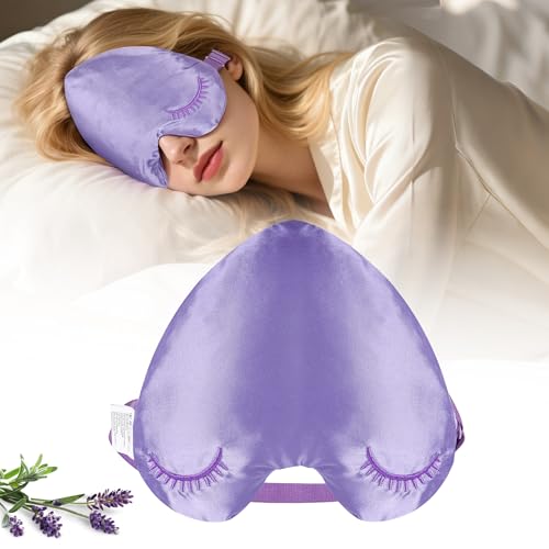 Weighted Eye Mask, Blackout Sleep Mask with Lavender Herbal Filling, Satin Eye Pillow for Migraine Relief, Meditation, Relaxation & Stress Relief for Women