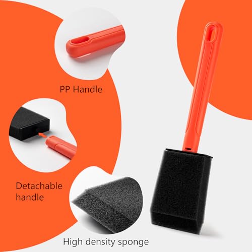 Mister Rui Foam Brush Kit 2 Inch with 2 Handles & 8 Sponge Heads | Refillable System for Smooth. Ideal for Acrylic, Furniture, Cabinets – Works with Latex, Stain and Varnish