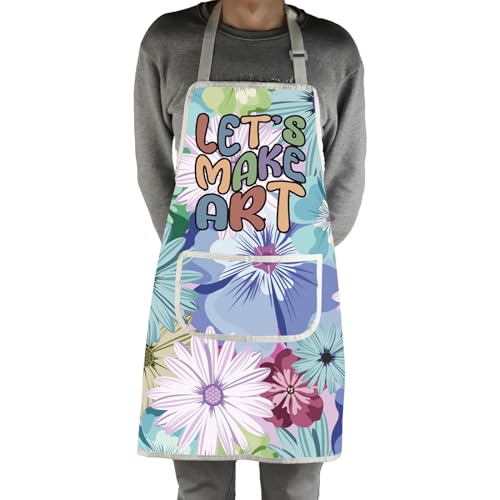MBMSO Painting Artist Apron with Pockets Artist Painter Gifts Art Lover Gift for Art Teacher Student Painter Apron Waterproof - color: Let's Make Art Apron