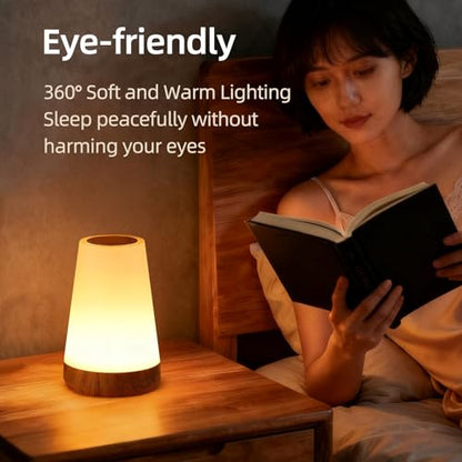 Night Light, Dimmable Touch Lamp and Remote Control, 13 RGB Colors & 5 Brightness, Rechargeable Bedside Table Lamp for Baby Kids Nursery Bedroom Bathroom Camping (Wood Grain) - color: Wood Grain