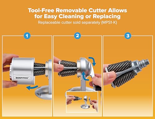 Bostitch Metal Manual Pencil Sharpener, Silver (MPS1-CH)