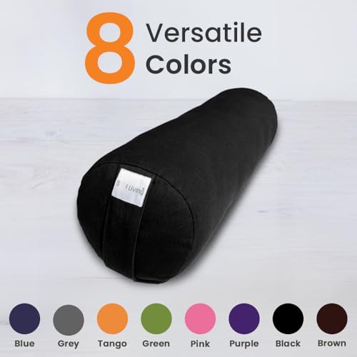 Pranayama Yoga Bolster Meditation Pillow - color: Black, size: Cylindrical 26" x 8"