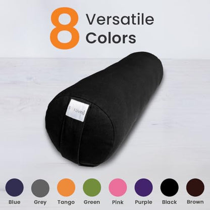 Pranayama Yoga Bolster Meditation Pillow - color: Black, size: Cylindrical 26" x 8"