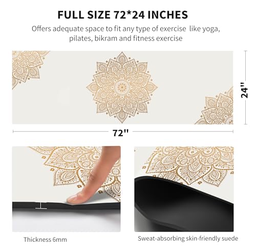 nuveti Yoga Mat Print Extra Thick TPE Non Slip Fitness Exercise Mat with Carrying Bag,72"x24" Extra Thick 6MM Exercise & Workout Mat for Yoga, Pilates Fitness and Floor Exercises - color: White