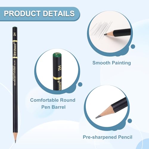 PATIKIL 12Pcs Drawing Pencils for Sketching, 2H Refill Sketch Pencils for Drawing, Graphite Art Pencil Set Professional Resistant Lead for Painting Shading Artist Office Supplies - size: 2H