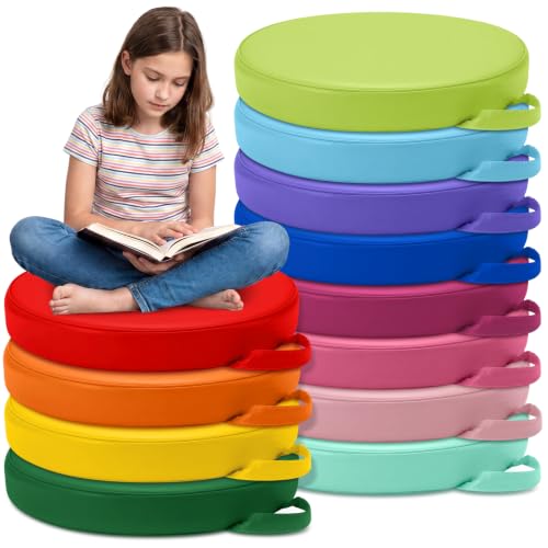Gerrii 12Pcs Floor Cushions for Classroom,15 in Extra Thick Flexible,Multi - color: Multicolor