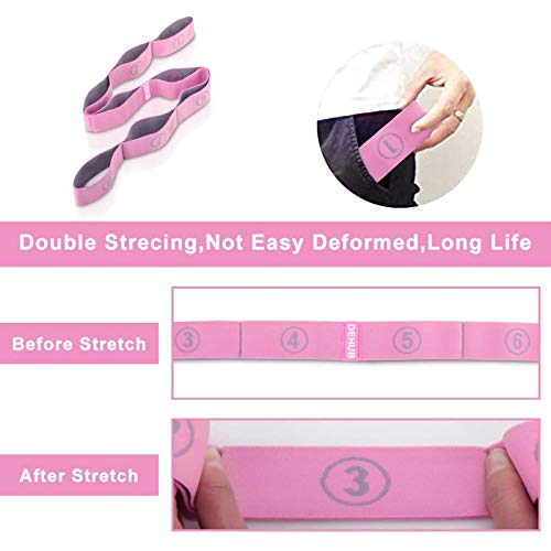 Stretch Strap, Elastic Yoga Stretching Strap, Multi-Loop for Physical Therapy, Pilates, Yoga, Dance & Gymnastics Exercise and Flexible Pilates Stretch Band - color: Pink