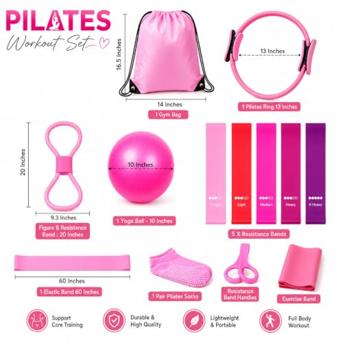 Pilates Bar Kit for Home Workouts, Pilates Equipment Set for Women