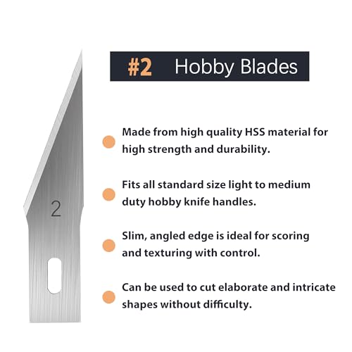 #2 Exacto Knife Blades(Pack of 60),Art Blades, Hobby Knife Blade Refills with Storage Case for Craft, Hobby, Scrapbooking, Cutting (#2) - size: #2-60pcs