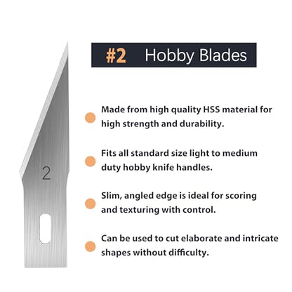 #2 Exacto Knife Blades(Pack of 60),Art Blades, Hobby Knife Blade Refills with Storage Case for Craft, Hobby, Scrapbooking, Cutting (#2) - size: #2-60pcs