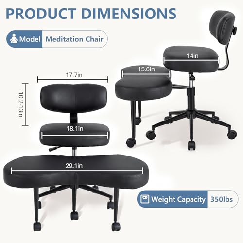 DUMOS ADHD Meditation Chair, Cross Legged Home Office Desk Chair - color: Black