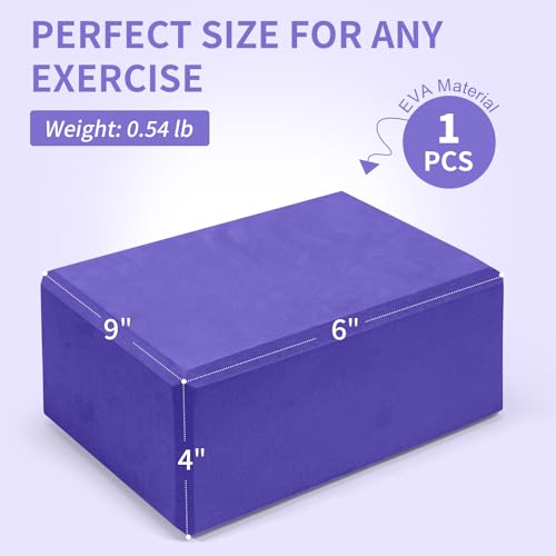 Yoga Blocks, Non Slip Yoga Bricks, Portable & Lightweight - color: 1팩-바이올렛-22.9x15.2x10.2cm(9x6x4인치), size: 9x6x4 IN