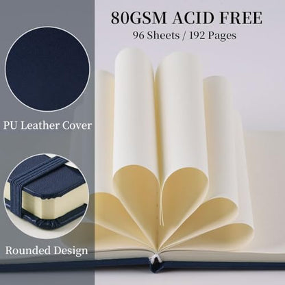 5x5 Pocket Sketch Book,80gsm Hardcover Art Sketchbook for Drawing Journal | PU Cover,Blank Paper,96Sheets/192Pages,Lay-Flat,Portable Travel Creation Paint Diary Memo Planner,Dry Media.Royal Blue - color: PU Cover-5x5in-Royal Blue