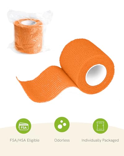 FriCARE Self Adhesive Bandage Wrap, Medical Tape in First Aid Kit | Elastic Cohesive Bandages for Sports/Vet/Wrist Ankle Wounds, 2 Inches X 5 Yards, Latex-free 6 Rolls, Xtra Fiesta - color: Xtra Fiesta