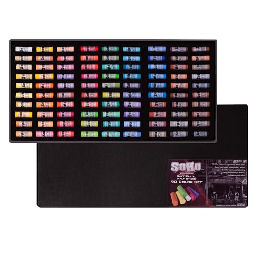 Soho Urban Artist Soft Pastels Set of 90 Unique, Vibrant Colors - Half Stick 1.3" Long, Soft Pastels for Artists, Velvety Texture, Lightfast, Perfect for Layering & Blending - size: 90 Count (Pack of 1)