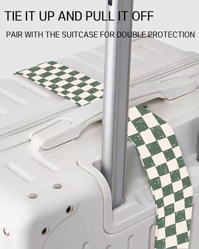 Luggage Straps for Suitcases, Adjustable Travel Belt, Durable Wide Luggage Strap, Cute Suitcase Strap Identifiers with Buckle, Bag Straps for Luggage, Green White Plaid - color: Green White Plaid