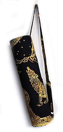 INDIAN CRAFT CASTLE ICC Yoga Mat Bag Carrier Full-Zip Exercise Yoga Mat Carry Bag for Women Men with Multi-Functional Storage Pockets and Adjustable Shoulder Strap 26X6 Inches - style: Crying Wolf Yellow