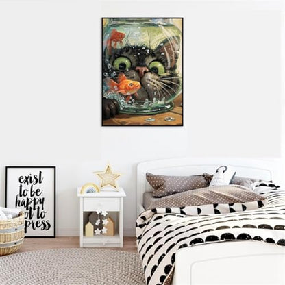 Paint by Numbers Kit for Adults,Cute Cat DIY Paint by Number 12x16 In | Paint by Number for Beginner,Adult Paint by Number,HD Color Canvas,DIY Tool Kits,Stress Relief Craft,Great Gift,Without Frame - color: MT6054-0403