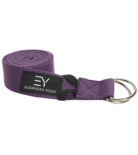 Everyday Yoga Strap with Metal D-Ring Athletic Stretching, 6ft/8ft/10ft - color: Plum, size: 6 Foot