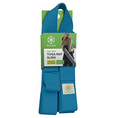 Gaiam Easy-Cinch Yoga Mat Sling - Durable Carrying Strap for Yoga Mat with Metal D-Rings for Secure Fit (No Mat Included) - color: Fuchsia Or Blue