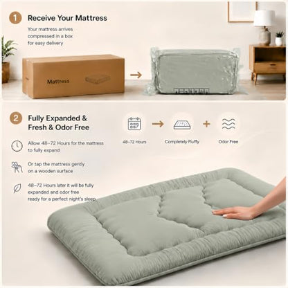 Japanese Floor Mattress,3.5" Thicken Futon Mattress Tatami Mat - color: Dark Gray, size: Twin (80”L × 39“W)