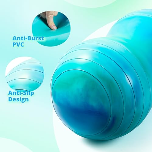 18''/20'' Peanut Ball for Kids & Adults, Anti-Burst Exercise Ball - color: Blue-green, size: 18''(45cm*90cm)