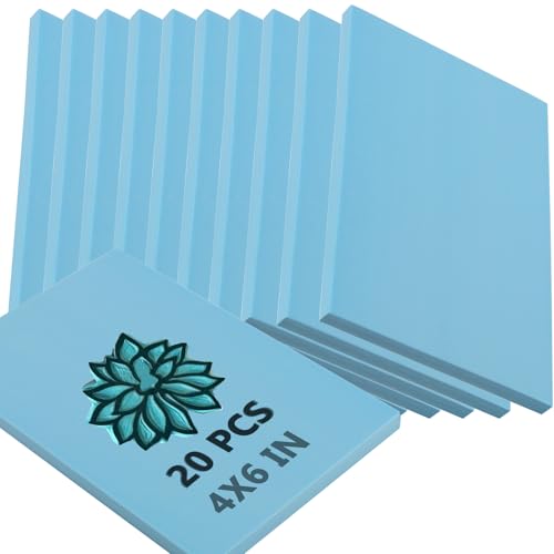ZOENHOU 20 Pcs 4" x 6" Blue Rubber Carving Blocks, Linoleum Blocks for Printmaking,Soft Rubber Crafts Rubber Stamping Blanks - color: Blue