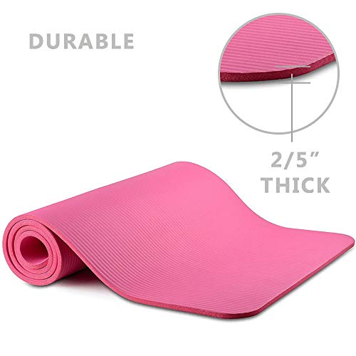 LOKATSE Home All Purpose Thick Yoga Mat with Carrying Strap High Density - color: Pink