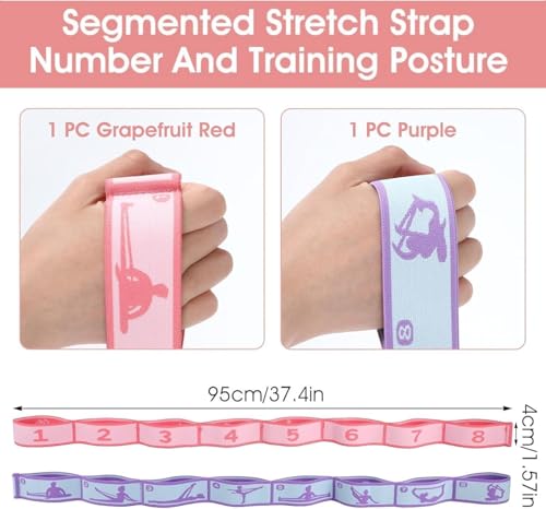 Multi-Loop Stretch Band - Yoga, Pilates, Ballet, and Physical Therapy Stretching Strap for Flexibility, Leg Stretching, and Exercise - Durable Stretching Equipment - color: Pink+Blue (8 Loops)
