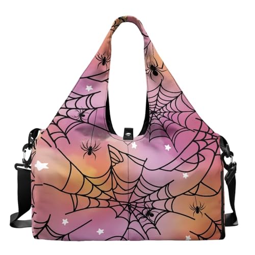 Gym Bag with Yoga Mat Holder Large Tote Bag With Multi Pockets for Women Men Dry Wet Separated Pocket Carryall Yoga Tote Bag for Pilates Travel Workout Office - color: Halloween