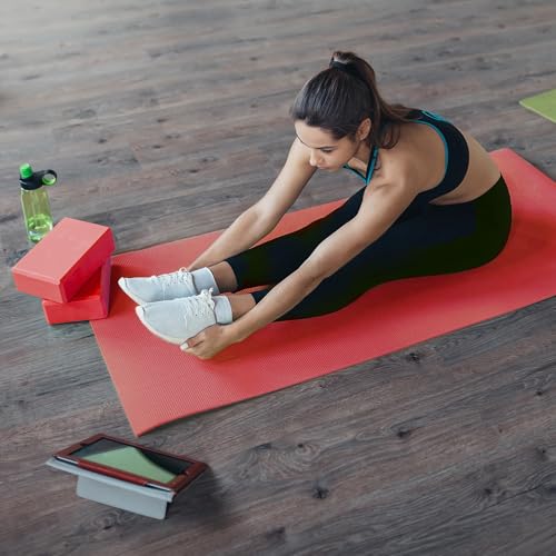 BalanceFrom 7-Piece Yoga Set with 71x24x0.5 Inches Extra Thick Mat and Carrying Sling – Includes 2 Blocks, Stretch Strap, 2 Towels, and Knee Pad for Home, Studio, and Gym Workouts - color: Red