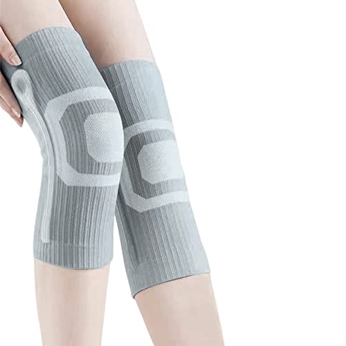 JUMISEE (One Pair Cotton Knee Sleeves for Knee Support, Circulation Improvement & Pain Relief Compression Knee Brace - color: X Gray With Silicone Gel Spring Support, size: X-Large
